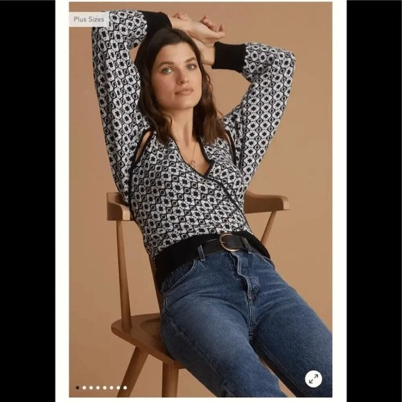 Anthropologie Maeve Womens XL Sweater 2Pc Black and White Tank and Shrug - Picture 4 of 16